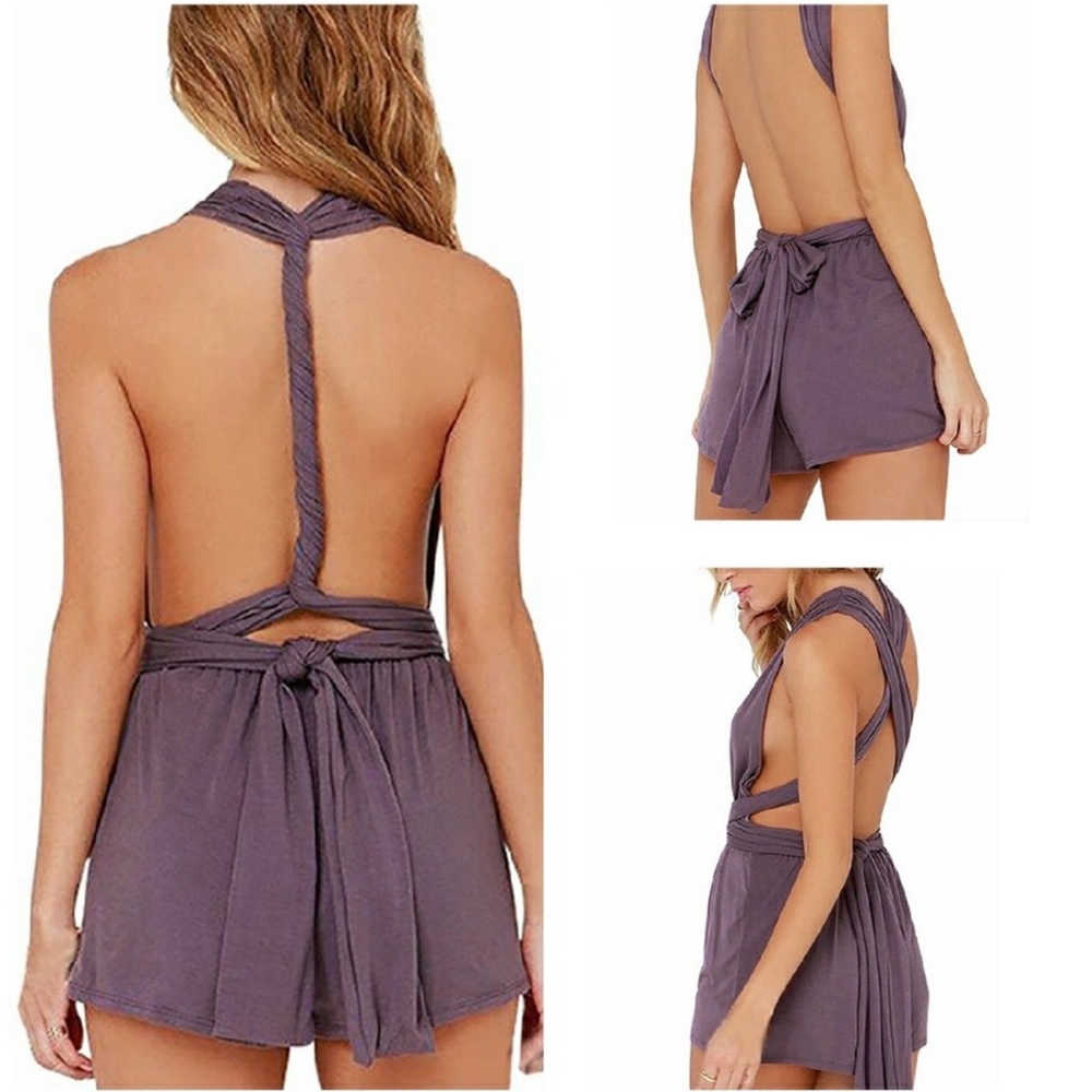 Plunging Neckline Multi Wear Strap Romper